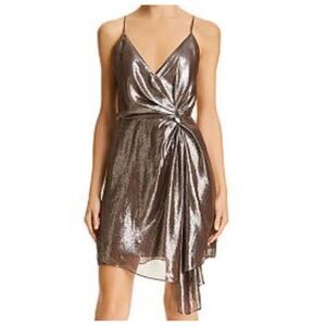 Cami Nyc Party Silver Metallic Silk Blend Sleeveless Tori Cocktail Dress Small